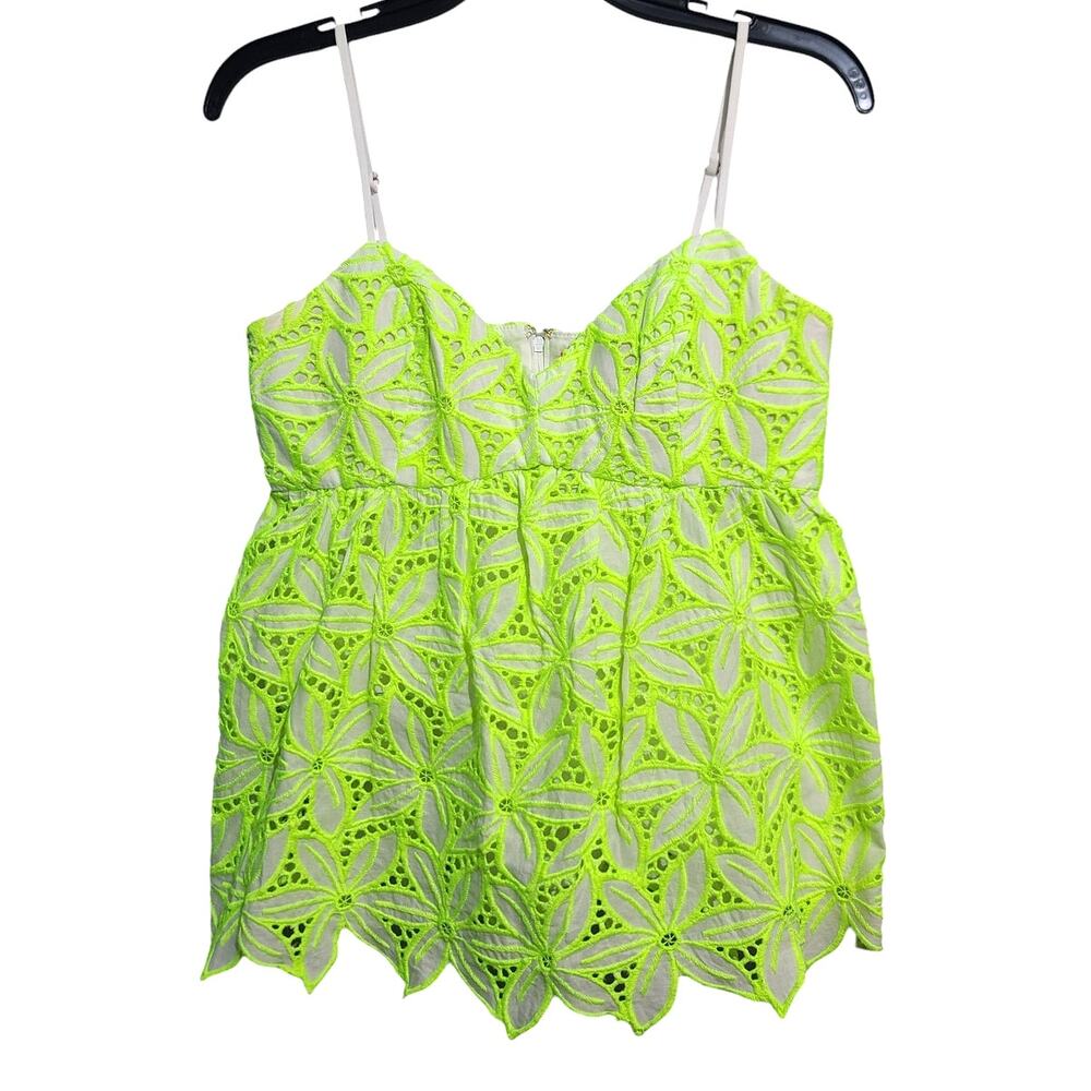 Lilly Pulitzer Mellie Eyelet Top Pepino Green Mambo Neon